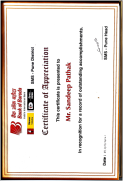Certificate of Appreciation - Mr Sandeep Pathak