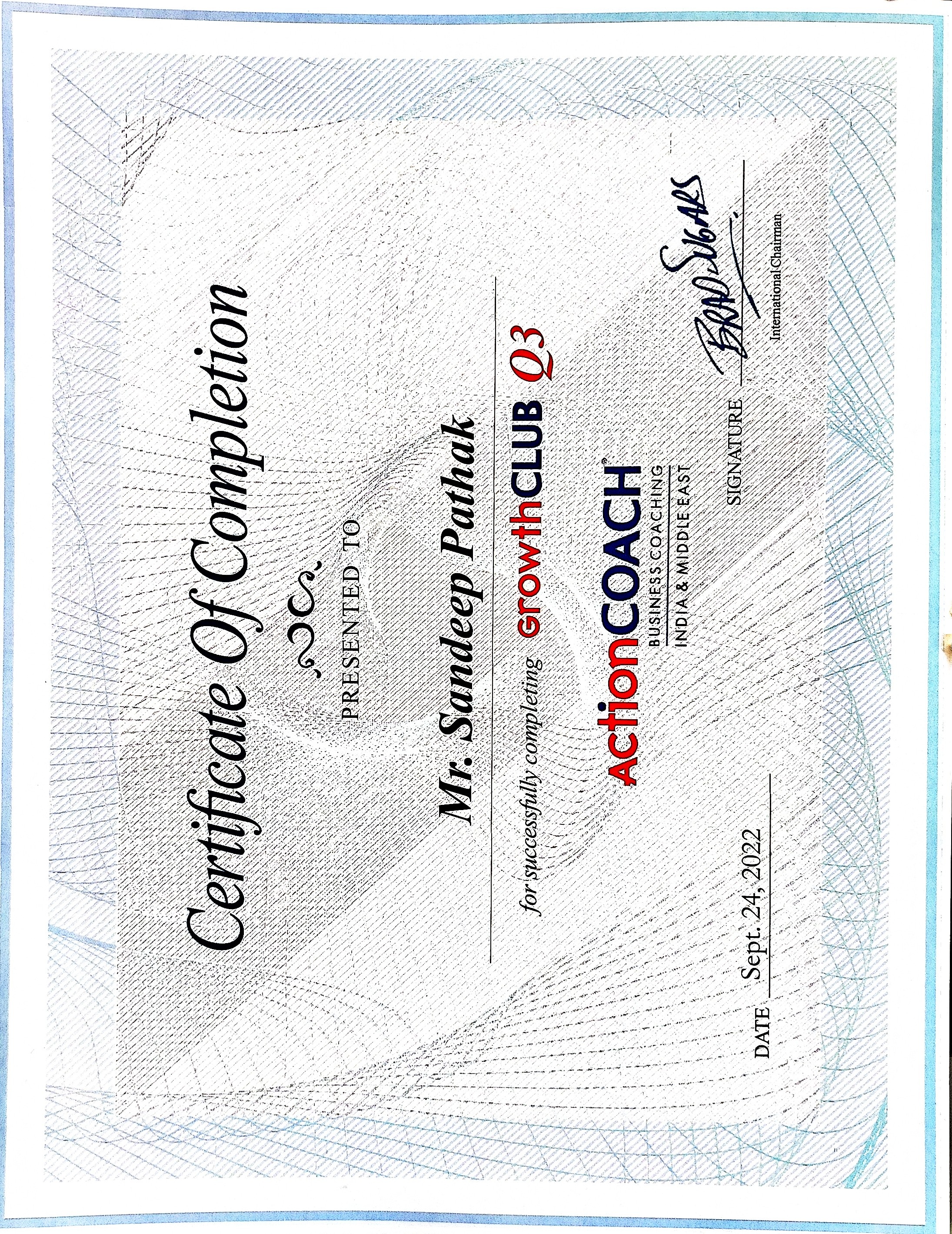 ActionCOACH Business Excellence - Growth CLUB 03 Completion 2022