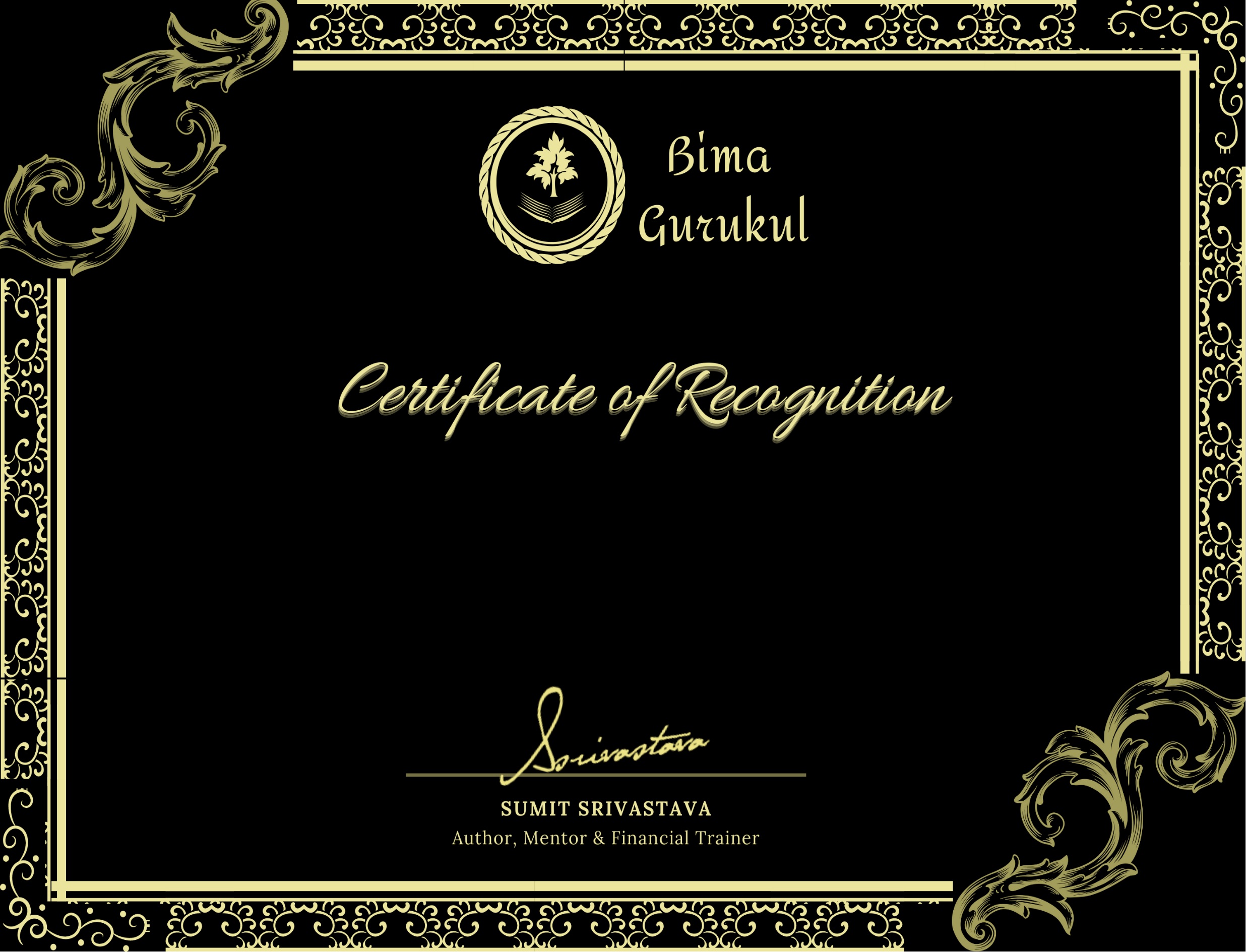 Bima Gurukul - Certificate of Recognition