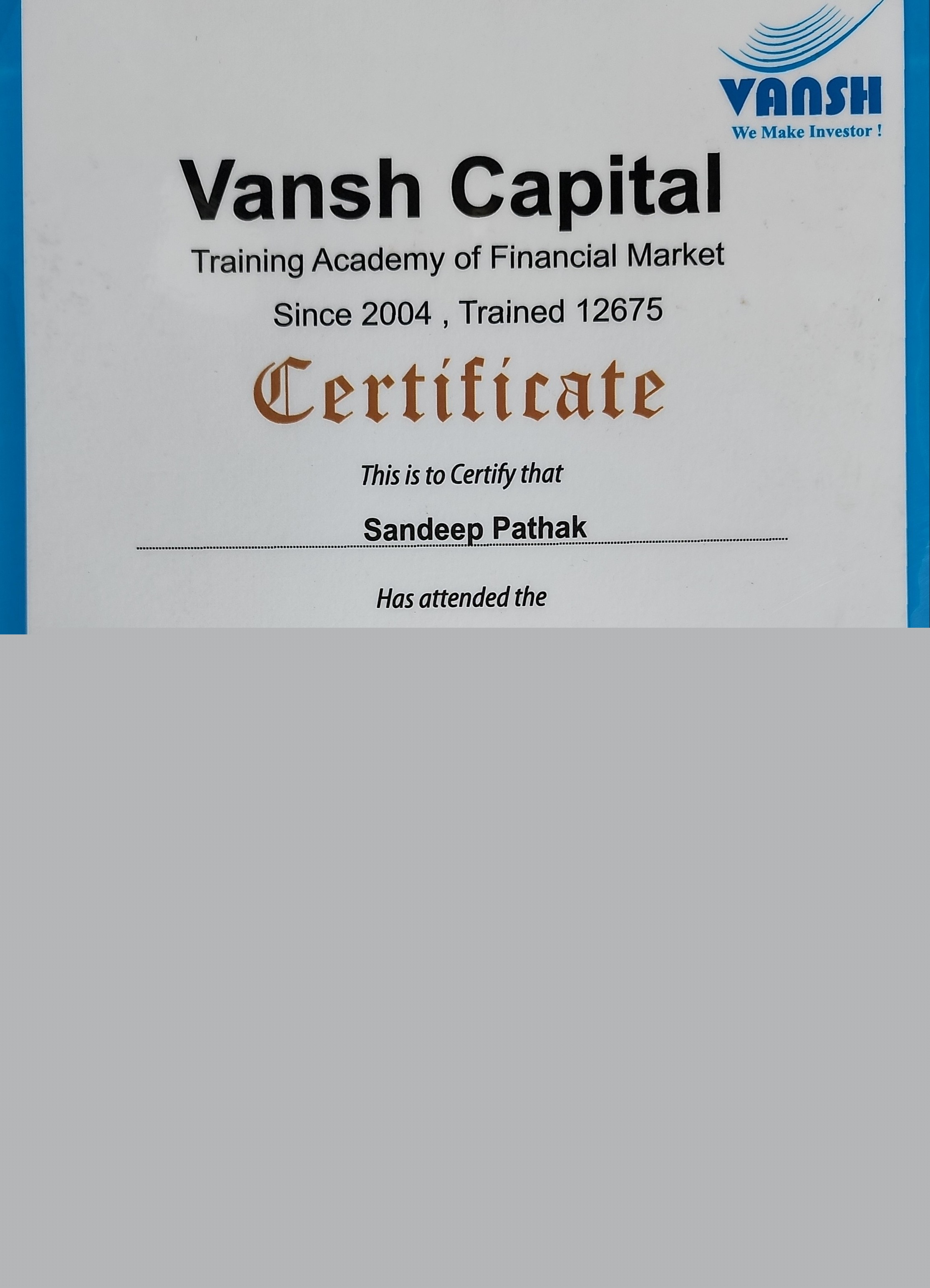 Stock Market Foundation Course - Vansh Capital 2016