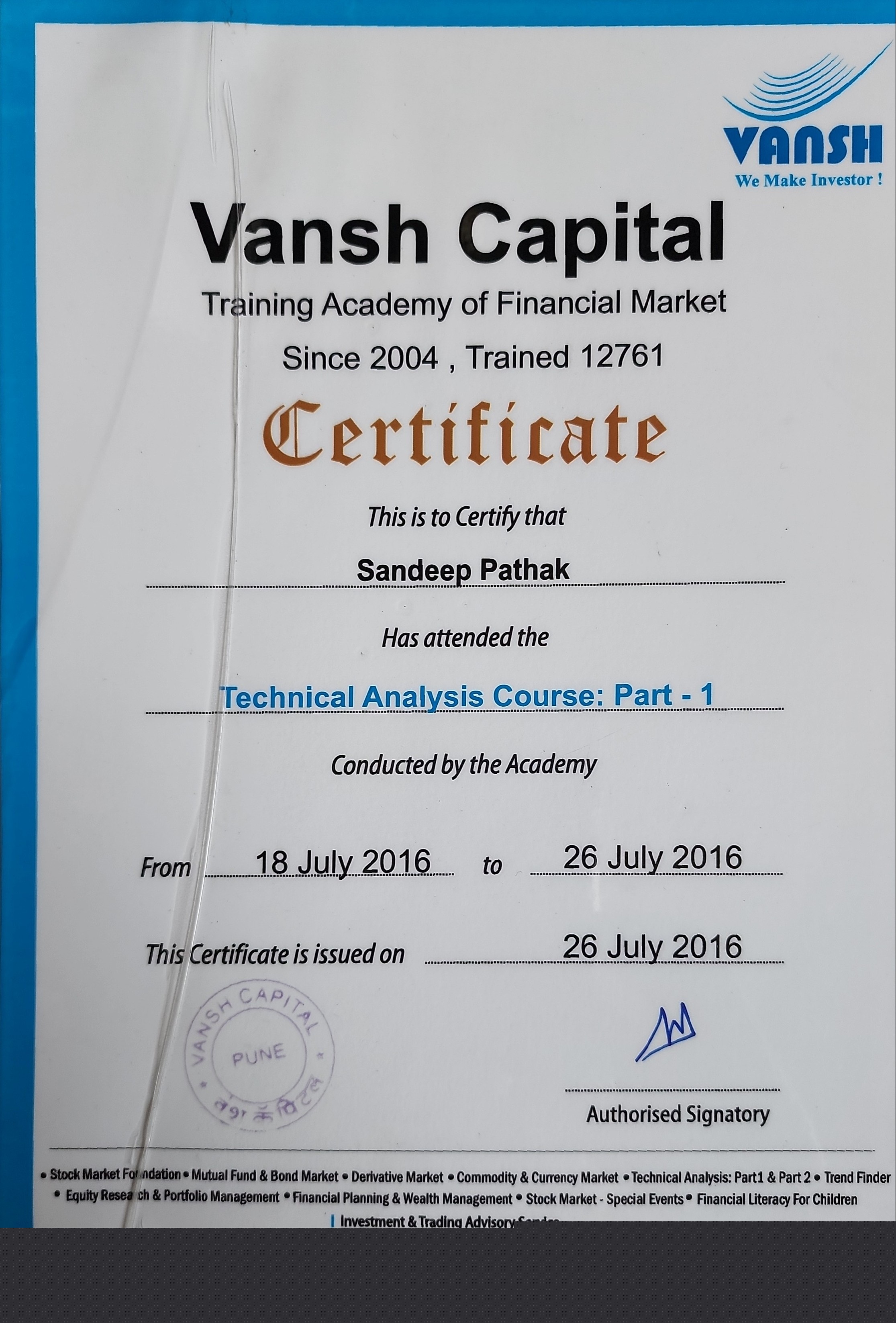 Technical Analysis Course Part 1 - Vansh Capital 2016